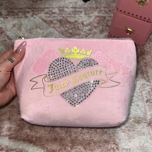Juicy Couture Pink Heart Embellished Makeup bag